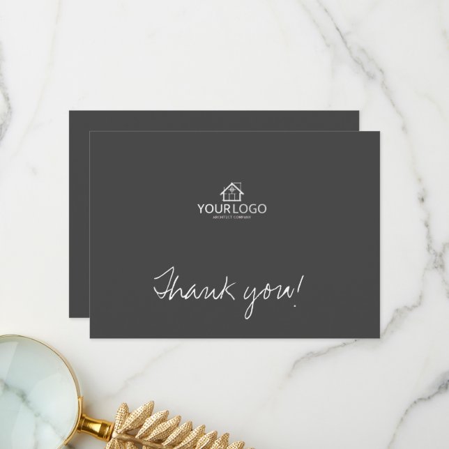 Architect Company Corporate Custom Text Logo Thank You Card (Front/Back In Situ)