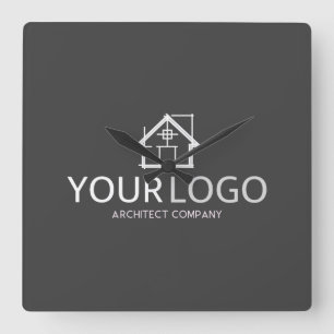 Architect Company Startup Business Brand Logo Square Wall Clock