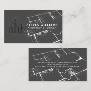 Architect Construction Logo Blueprints Business Card