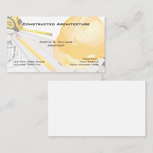Architect Construction Services Business Card (Front/Back)