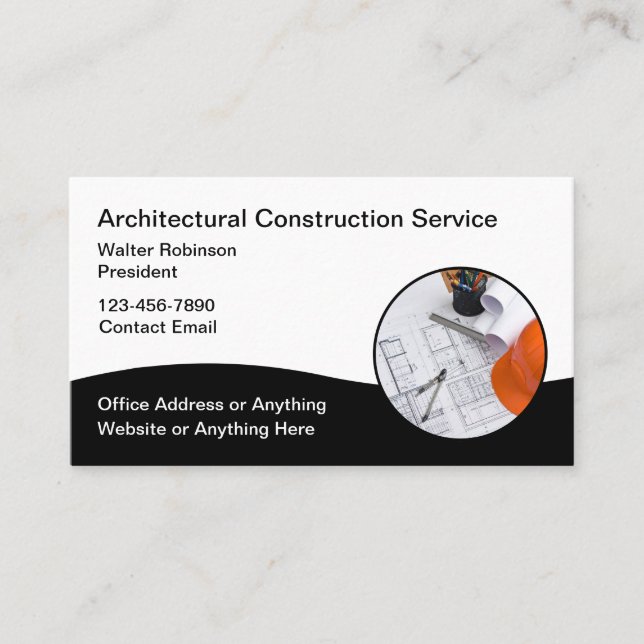 Architect Construction Services Business Cards (Front)