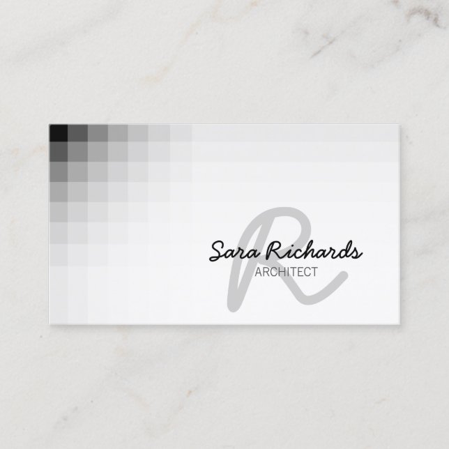 Architect Construction Skills Cursive Monogram Business Card (Front)