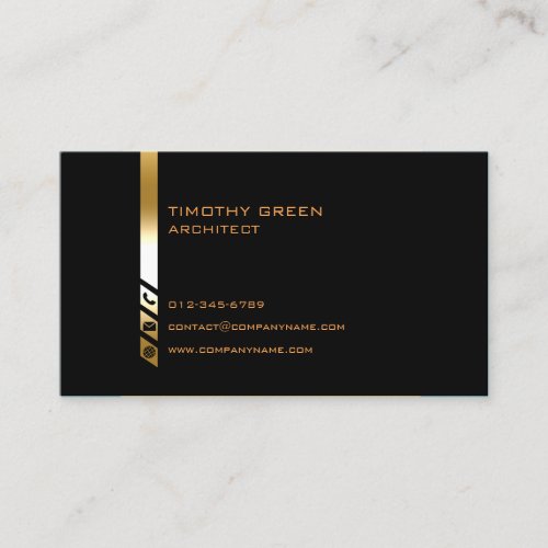 Architect Construction Trade Skills Gold Stripe Business Card