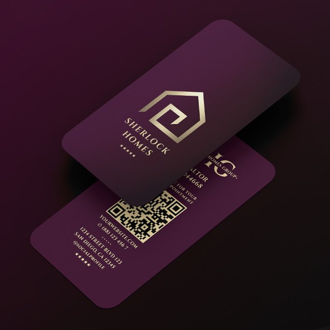 Architect Developer Luxury Purple Gold House  Business Card (Architecture Realtor Luxury Purple Gold House Business Card
)