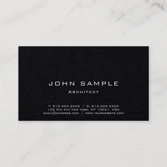 Architect Elegant Professional Black Luxury Business Card (Front)