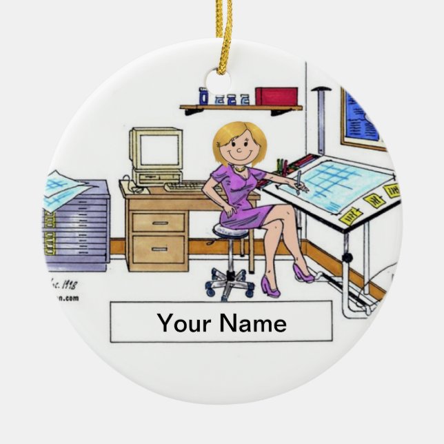 Architect/Engineer - Female Ceramic Ornament (Front)