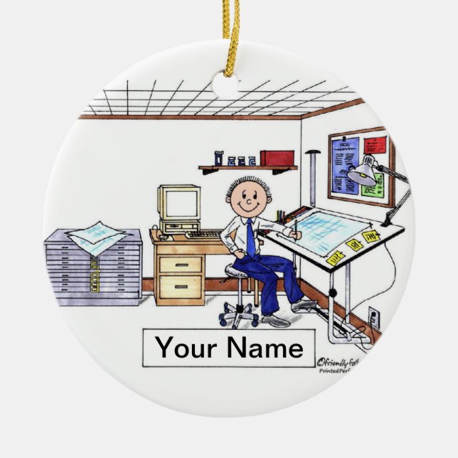 Architect/Engineer - Male Ceramic Ornament (Front)