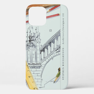 Architect Engineer Watercolor Monogram iPhone 12 Case