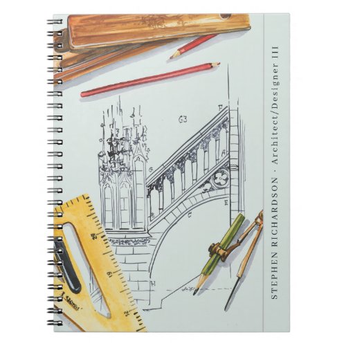 Architect Engineer Watercolor Monogram Notebook
