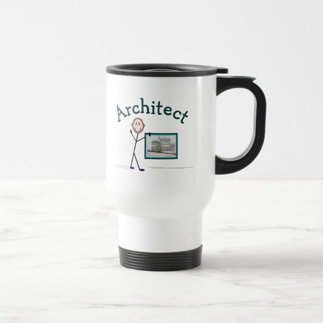 Architect Gifts--Stick Person Design Travel Mug (Right)