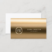 Architect Gold Texture Monogram Business Card (Front/Back)
