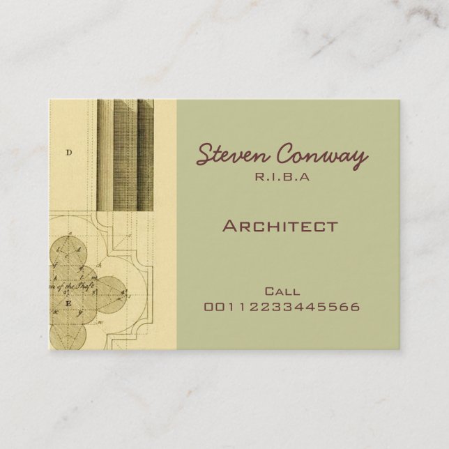 Architect ~ Gothic Architecture Design Business Card (Front)