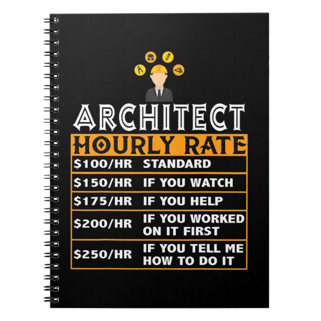 Architect Hourly Rate Funny Job Matching Architect Notebook (Front)