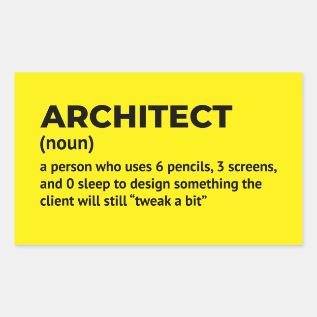 Architect Humor Definition Design Rectangular Sticker (Front)