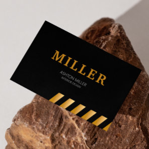 Architect Instagram Follow Black And Metallic Gold Business Card