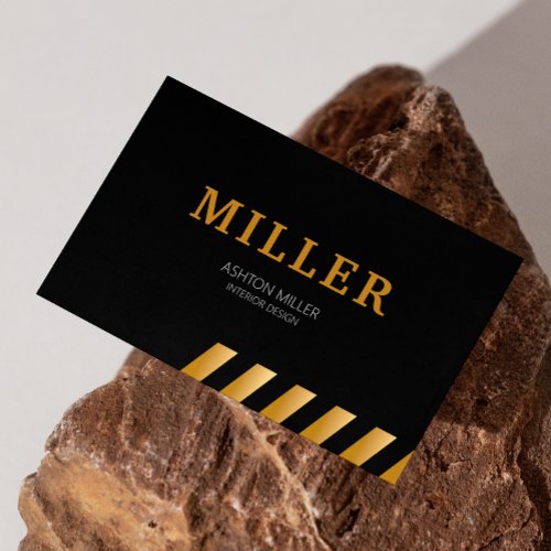 Architect Instagram Follow Black And Metallic Gold Business Card