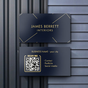 Architect & Interior Designer Gold Foil QR Code Business Cards