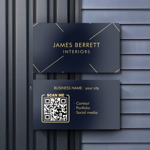 Architect & Interior Designer Gold Foil QR Code Business Cards