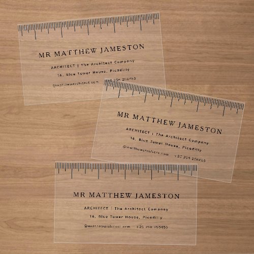 Architect measurement ruler modern simple clear business cards