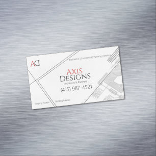 Architect Minimalist Blue Print White Business Card Magnet