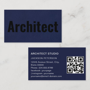 Architect Minimalist Bold Text Elegant Blue QR Business Card