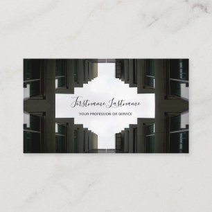 Architect modern glass facade office building business card