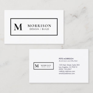 Architect Monogram Black White Professional Business Card