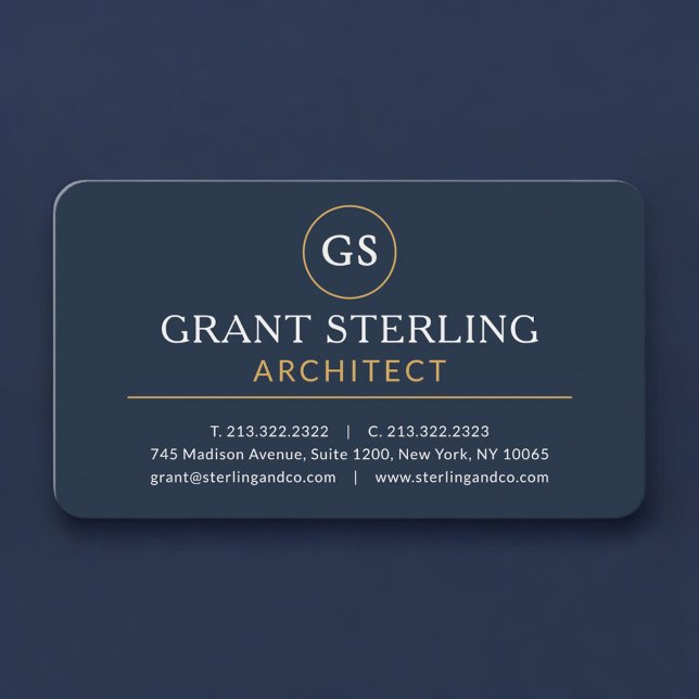 Architect Navy Blue Professional Business Card (Creator Uploaded)