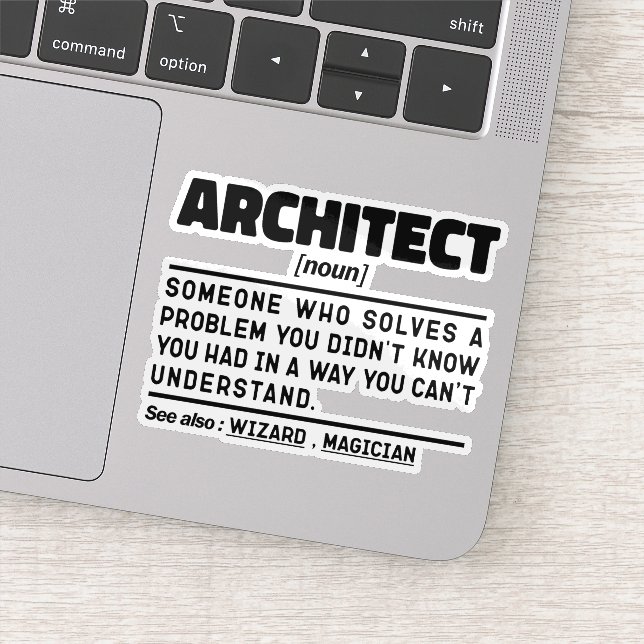 Architect Noun Definition Construction Funny Dad Sticker (Detail)