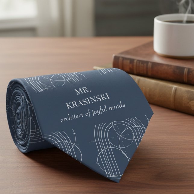 Architect of Joyful Minds Personalized Teacher Neck Tie (Personalized tie, teacher appreciation gift by Darling & May)