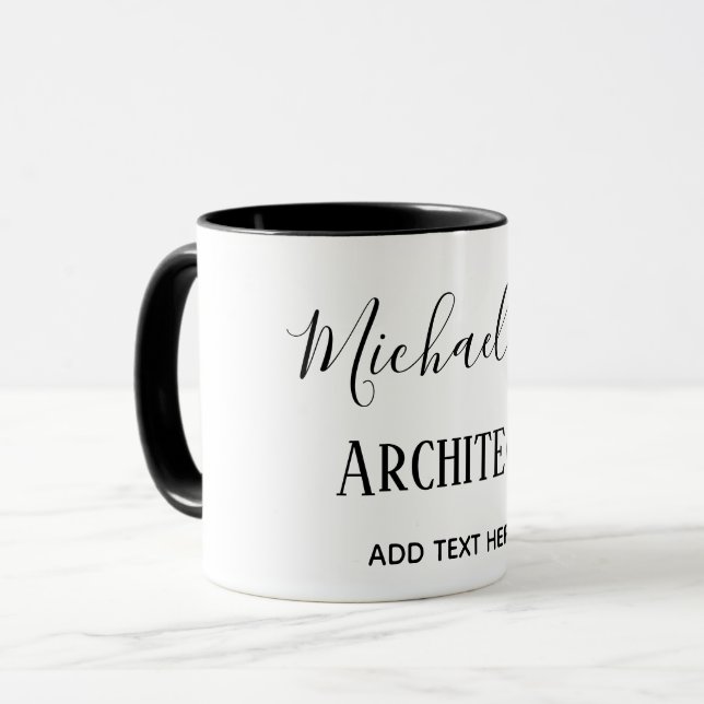 ARCHITECT Personalized Gifts Classic Black White Mug (Front Left)