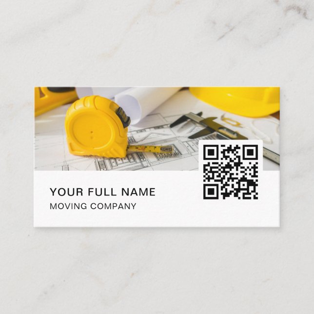 Architect QR Code Logo Social Media Business Card (Front)