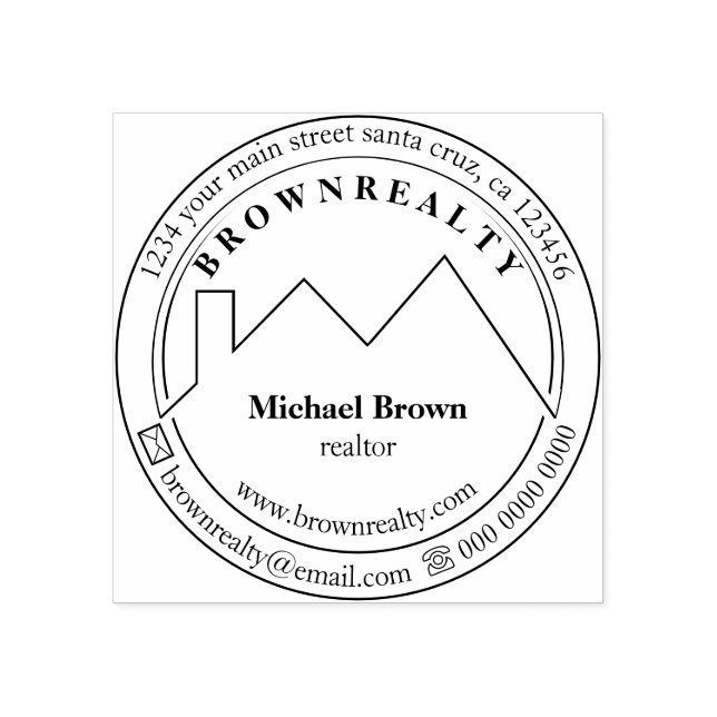 Architect Roof Circle Logo Rubber Stamp (Imprint)