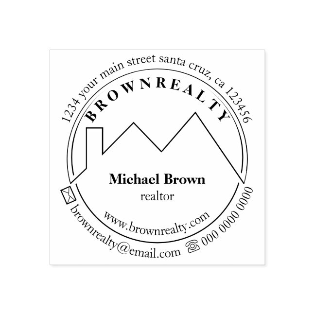 Architect Roof Simple Realtor Rubber Stamp