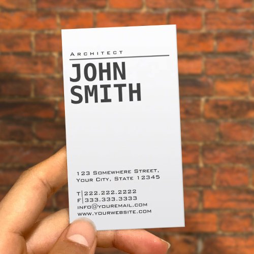 Simple Plain White Architect Business Card