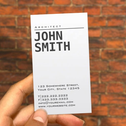 Customizable Simple Plain White Architect Business Card