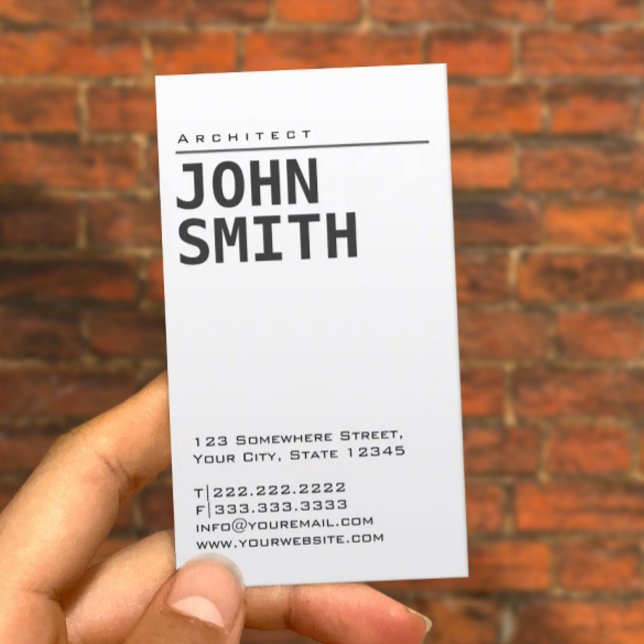 Architect Simple Plain White Professional Business Card (Creator Uploaded)