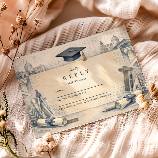 Architect Student Graduation Design RSVP Card (Creator Uploaded)