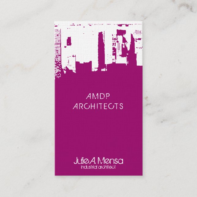 Architect Upside Downtown Skyline Creative Business Card (Front)