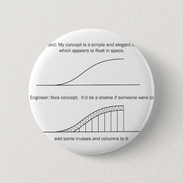 Architect vs Engineer Pinback Button (Front)
