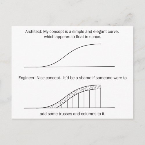 Architect vs Engineer Postcard