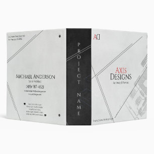 Architect White Outside Black Inside Blueprint Art 3 Ring Binder