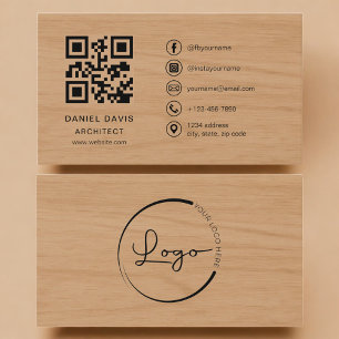 Architect Wood Professional QR Code Business Card