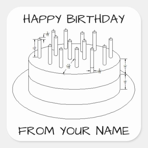 Architects Birthday Cake Square Sticker