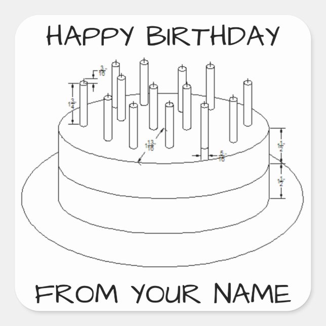 Architect's Birthday Cake Square Sticker (Front)