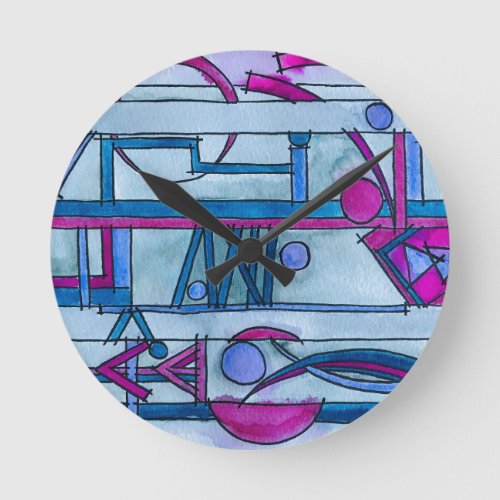 Architects Dream_Modern Bauhaus Geometric Art Round Clock