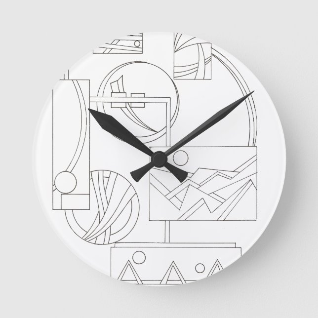Architect's Dream Three-Modern Bauhaus Geometric Round Clock (Front)