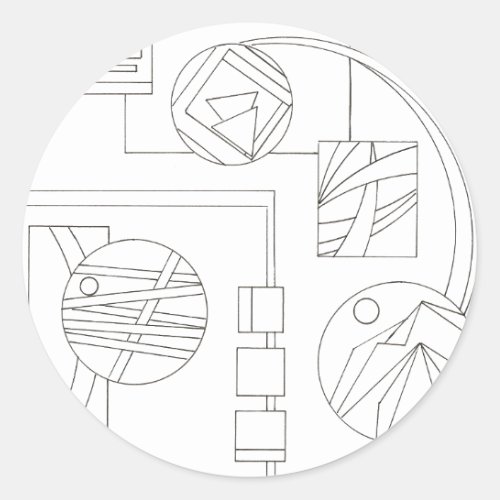 Architects Dream Two_Modern Bauhaus Geometric Art Classic Round Sticker