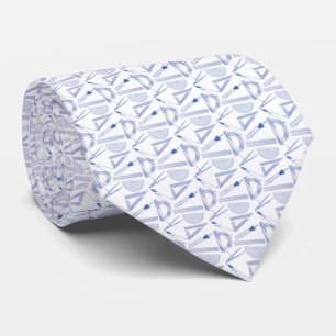 Architects Tiny Drafting Tools White Blue Neck Tie