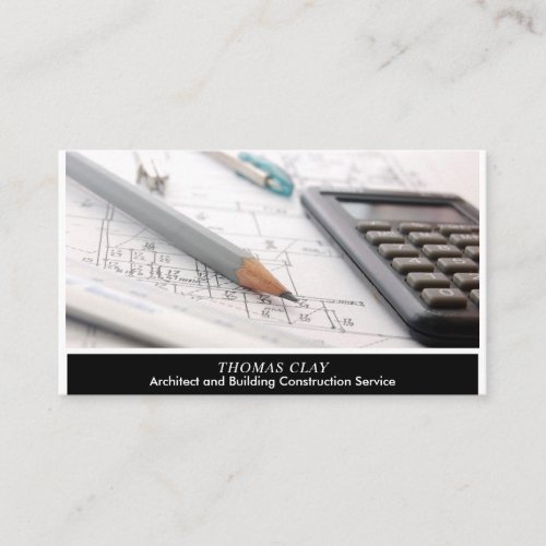 Architects Work Tool Construction Black and White Business Card